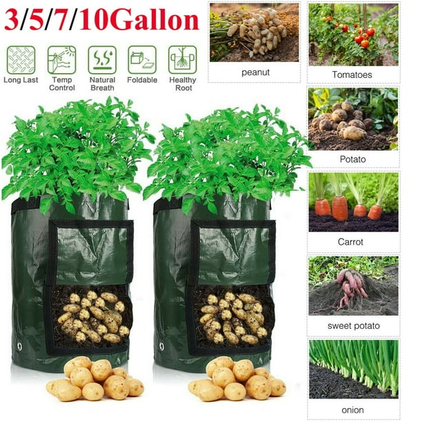 5*45cm 10 Gallons Garden Grow Bag Sack Reusable Potato Vegetable Planting Bag
